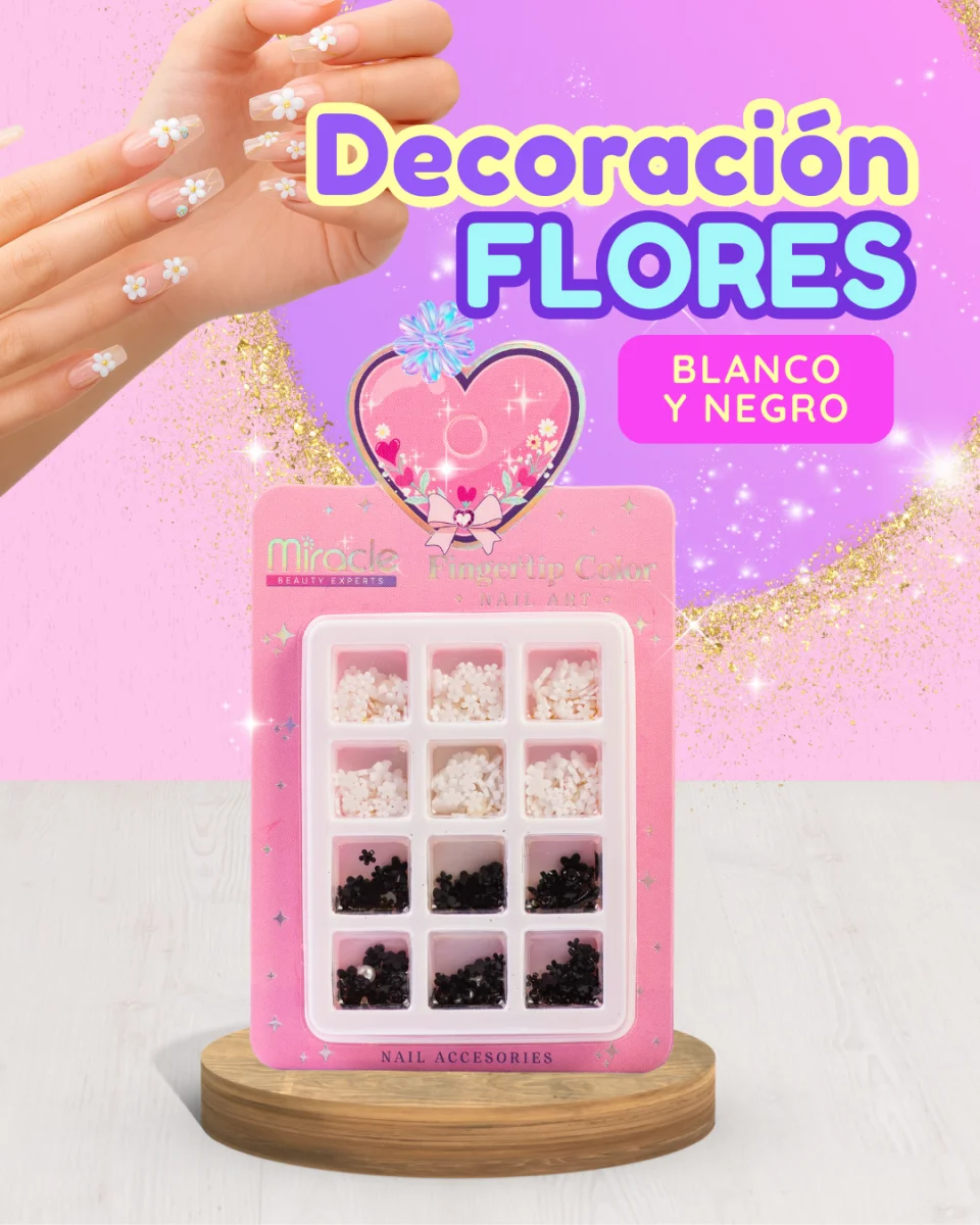 Decoración Flores Blanco/Negro