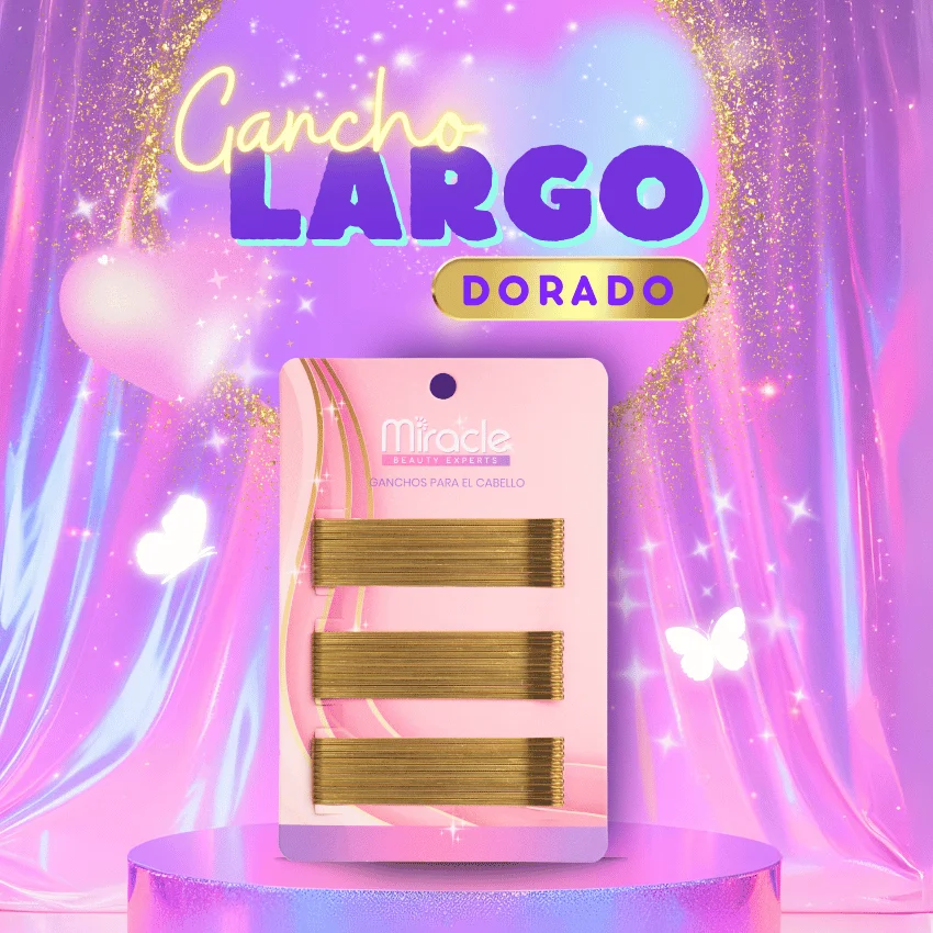 Gancho Largo Profesional Dorado x20