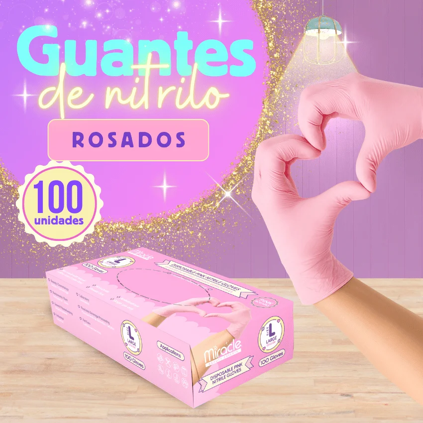 Guantes de Nitrilo Rosa x 100 Und