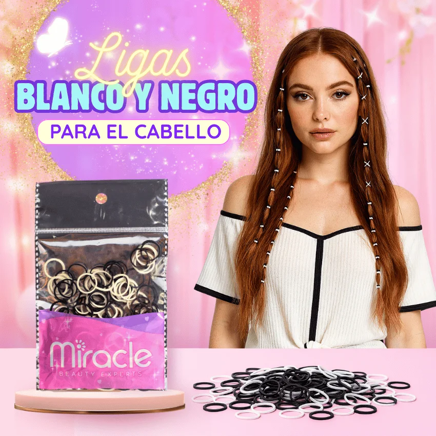 Liga Blanco y Negro para Cabello