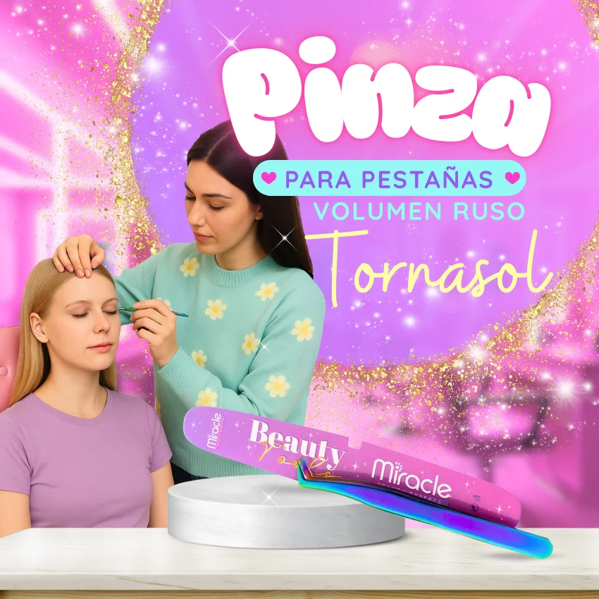 Pinza para pestañas volumen ruso tornasol