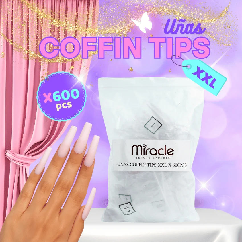 Uñas Coffin Tips x 600 XXL